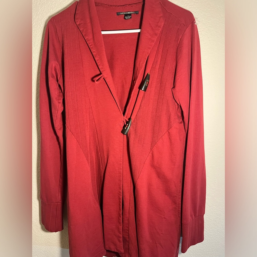 Lucky Brand Red Cotton Cardigan